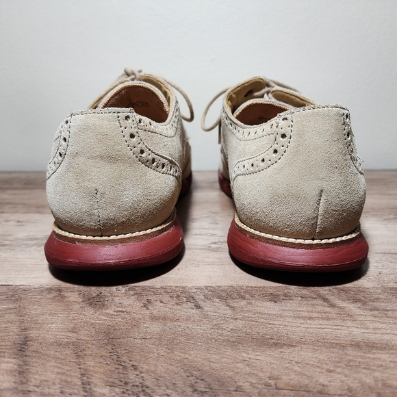 Cole Haan Grandsprint Wingtip Oxfords Mens Beige Suede Leather Shoes Size 10.5M - Picture 5 of 11